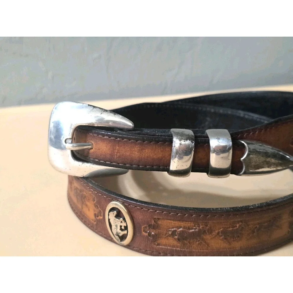 Appaloosa Trading Company Genuine‎ Leather Belt Horses Conchos Size 38